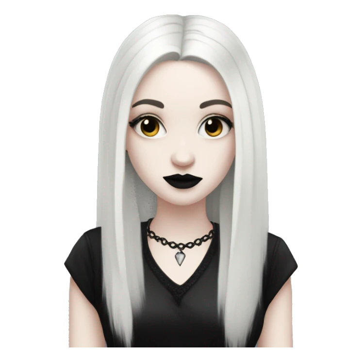 pale skin goth girl black hair sticker