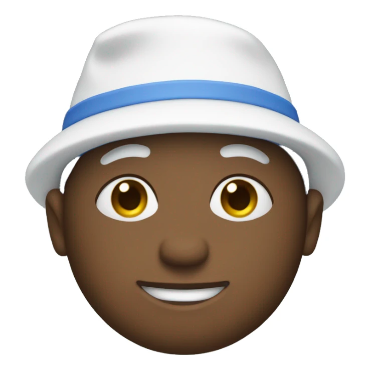 blue person wearing small white hat sticker