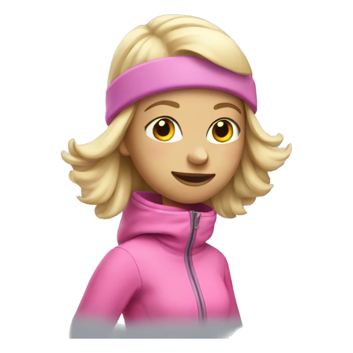 Blonde girl skiing in pink clothes sticker