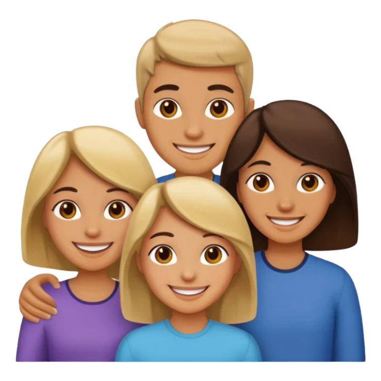 family of 5 members excited sticker