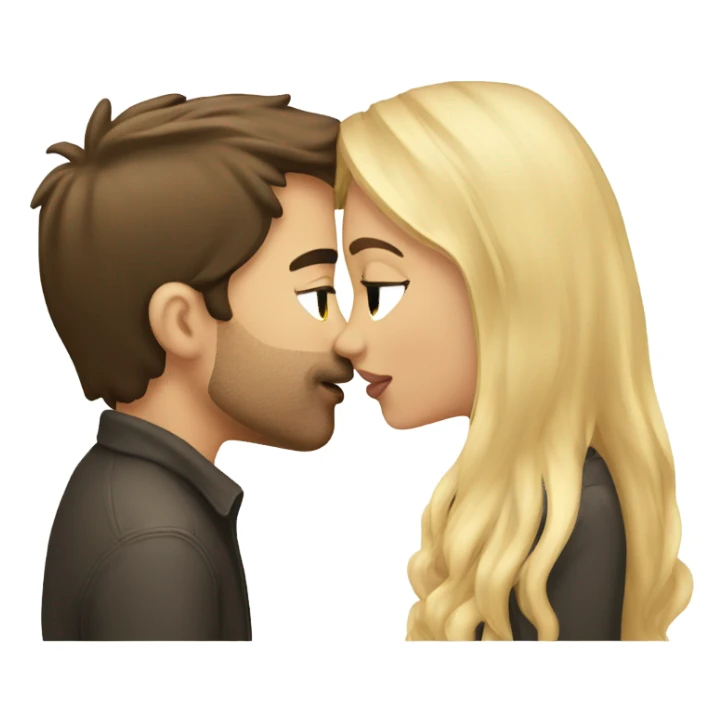 brunette girl kissing blonde man sticker