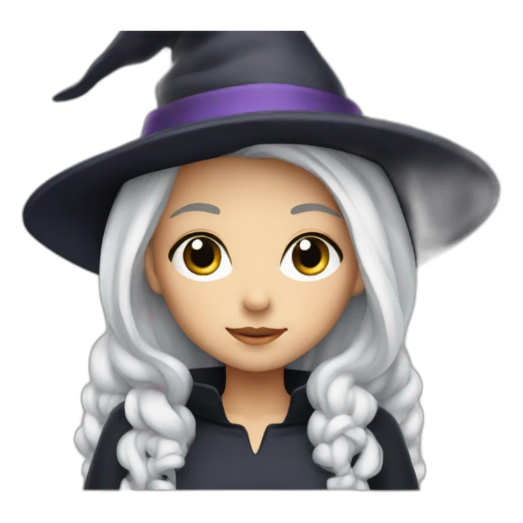 Young witch with white hair and cap sticker
