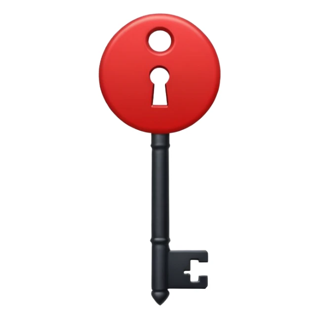 iOS sticker, dark key, black metal, red hole, minimal sticker