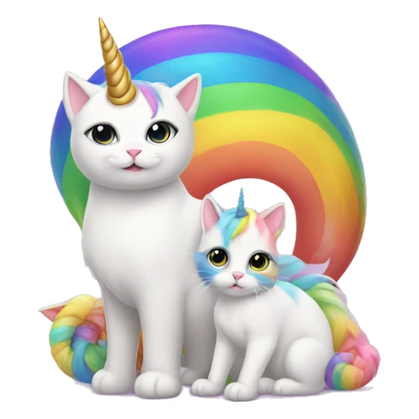 Rainbow cat with unicorn and babies sticker