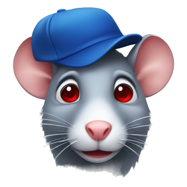 Rat with a blue hat on and red eyes  sticker