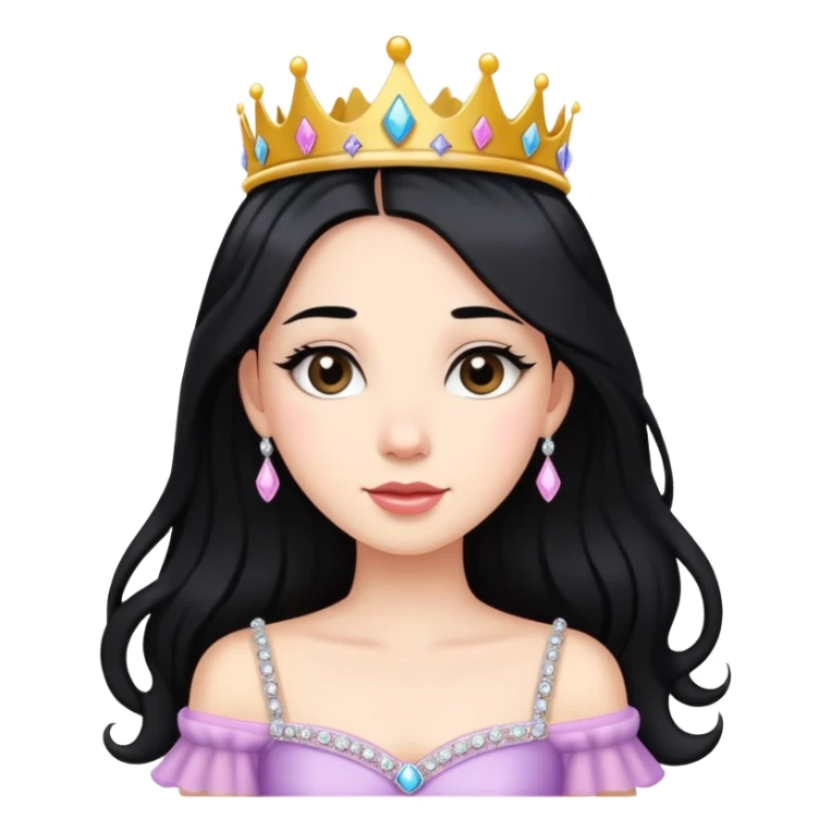 Birthday princess long black hair sticker