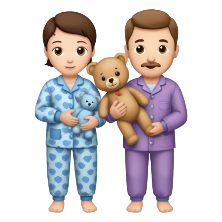 ma and pa kettle wearing pajamas and holding teddy bears sticker