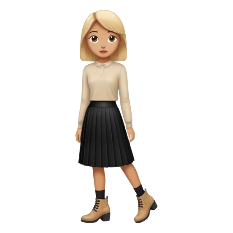  Black pleated skirt and ankle boots  sticker