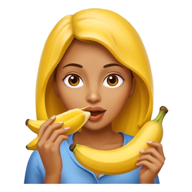 Woman eating a banana sticker