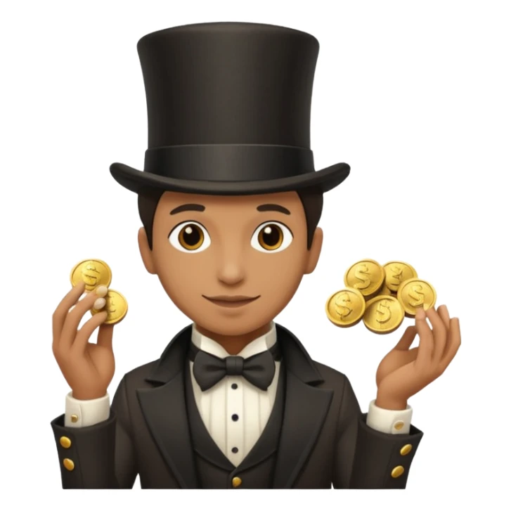 Magician with top hat,Street Performers,background street setup, with coins box, foot path. sticker