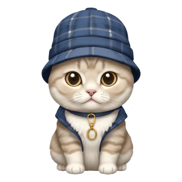 Rengi gri beyaz olan Cinsi scottish fold olan rapci kedi sticker