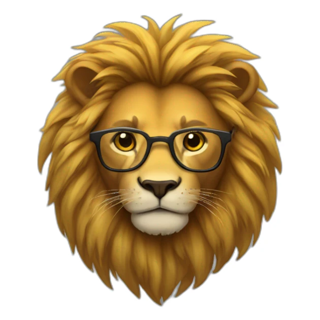 Lion with yellow fur brown mane and glasses sticker