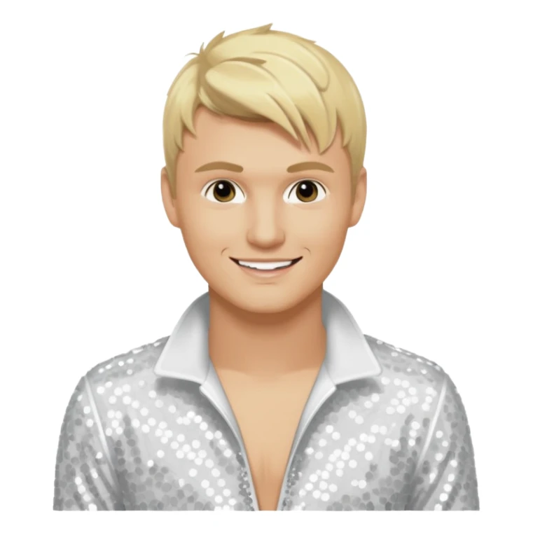 Nick Carter from Backstreet Boys with blonde hair, white sequin outfit sticker