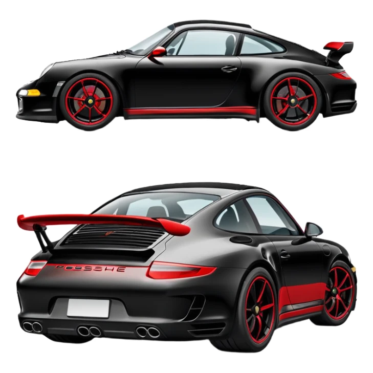 Black Porsche 911 with red details sticker