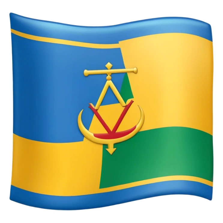 create a emoji for berber flag with the blue color in the top ,green in the middle ,yellow in the bottom and tifingh letter yaz or yaz means z en tifinegh sticker
