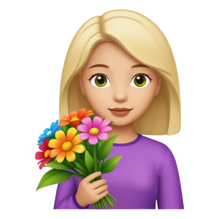 Niña con un ramo de flores sticker