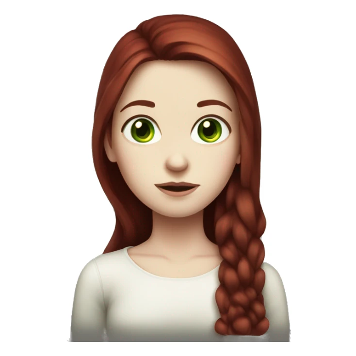 long dark red hair girl, pale skin, green eyes sticker