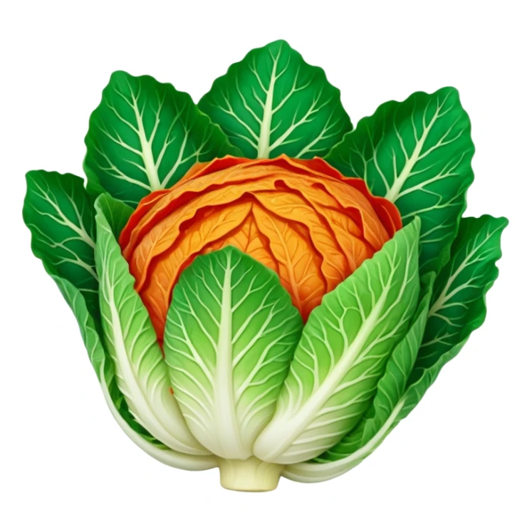 napa cabbage leaves with kimchi red seasoning, no green, no face sticker