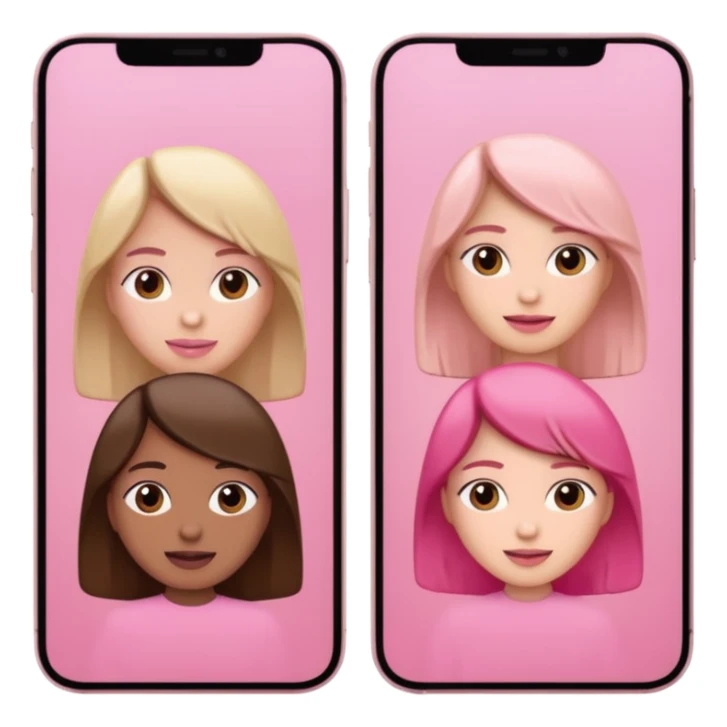 pink video call between 2 people on different phone sticker