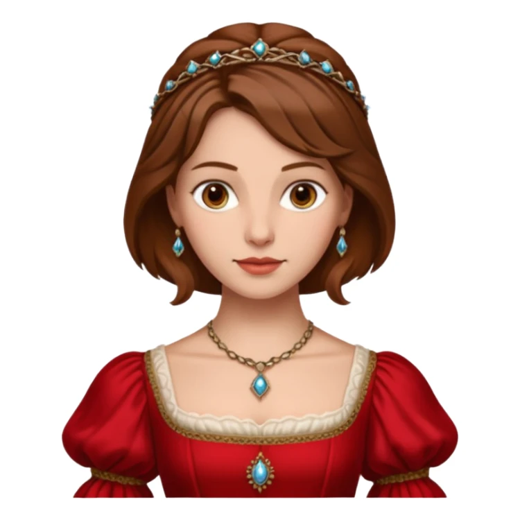 Renaissance lady – brown hair, red dress  sticker