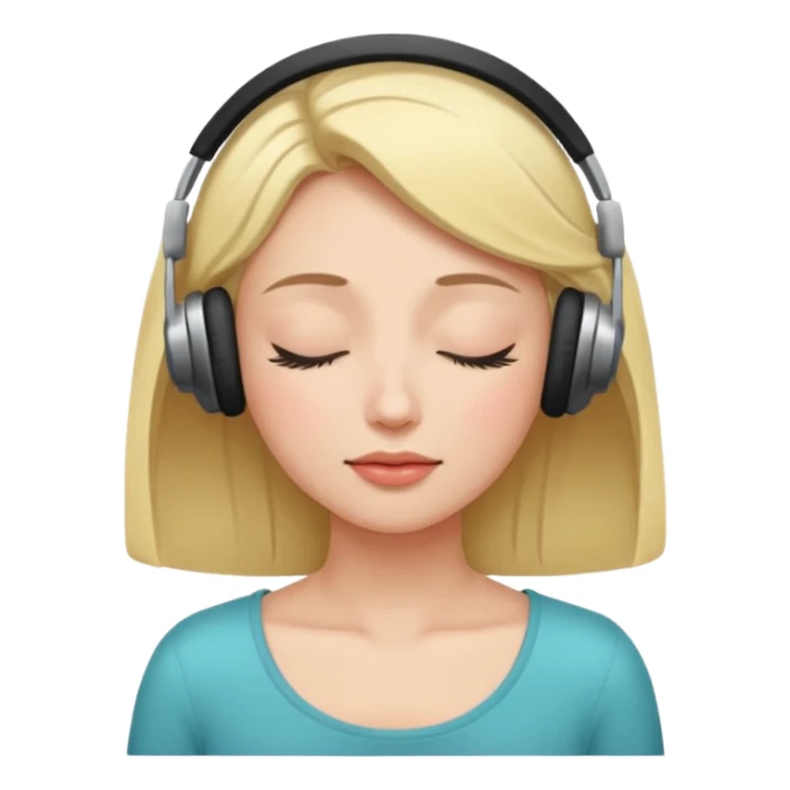 Una mujer escucha música con los ojos cerrados  sticker
