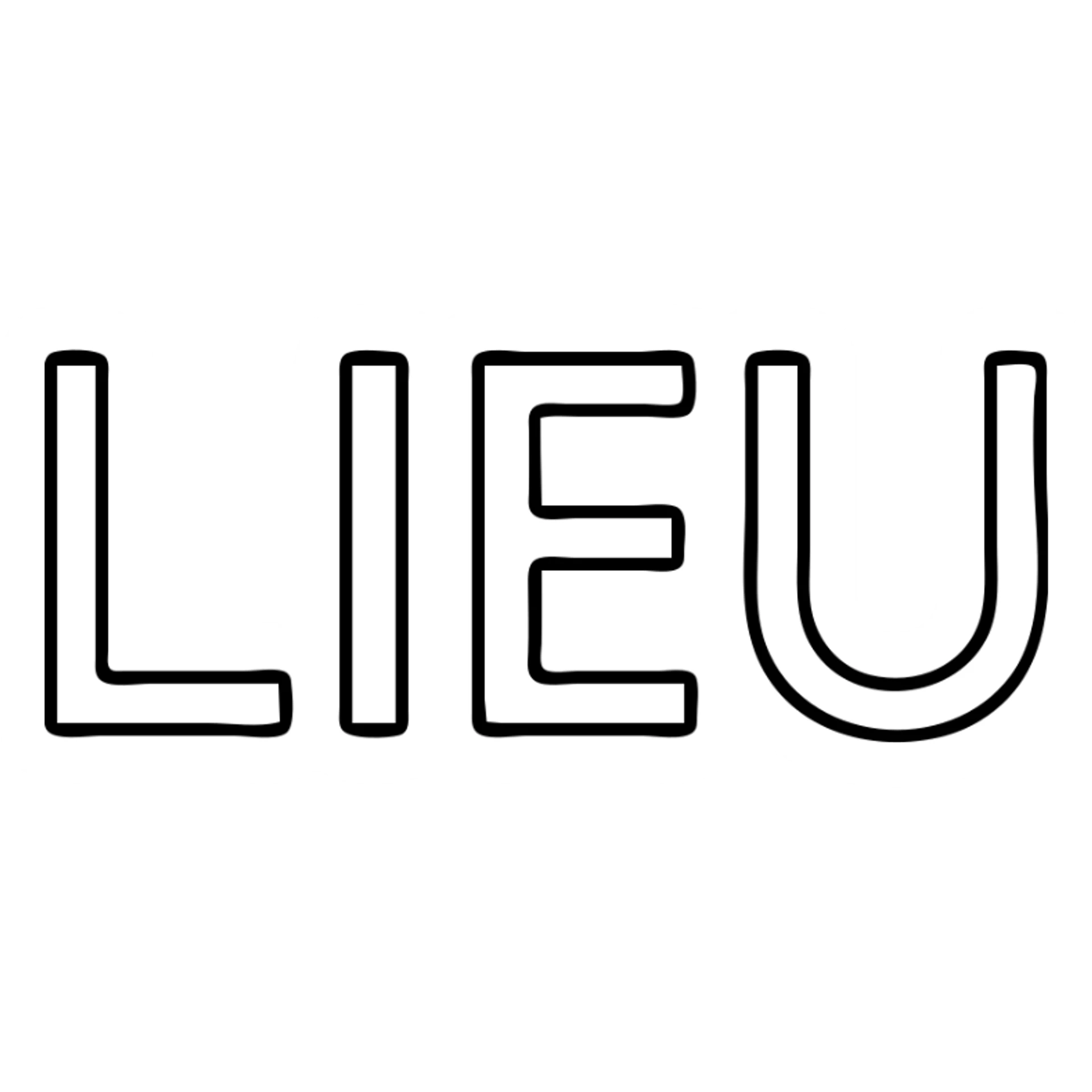 The word "LIEU" in a clean font sticker