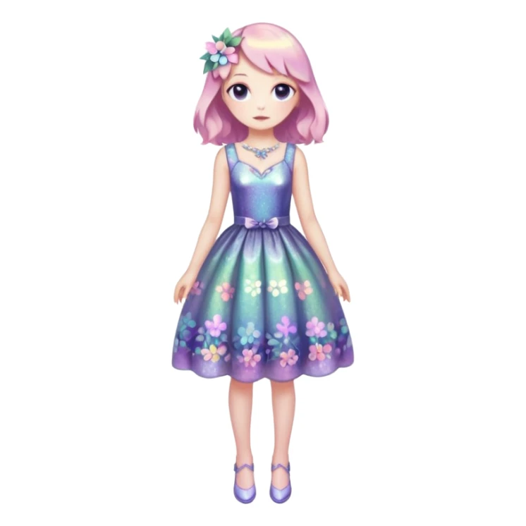 Multicolored sparkly pastel dark iridescent light pale gloomy spooky cute adorable pretty cool elegant realistic floral exotic Falvie-Fionbri, full body sticker