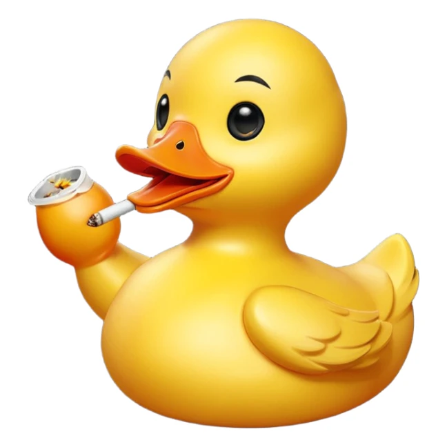 Rubber duck gettinf high on weed cartoon sticker