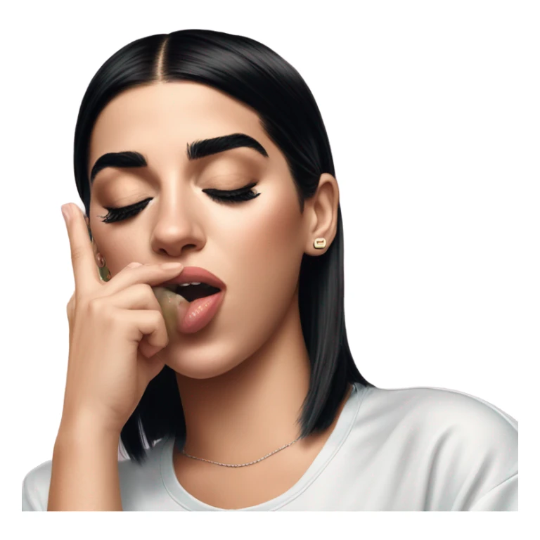 Dua lipa singer touching her tongue to her elbow  sticker