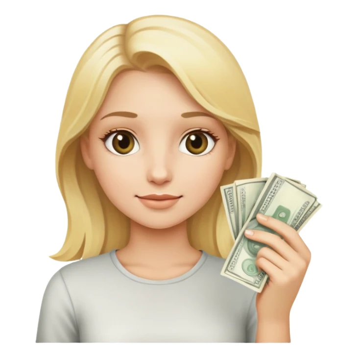 blonde girl holding money sticker