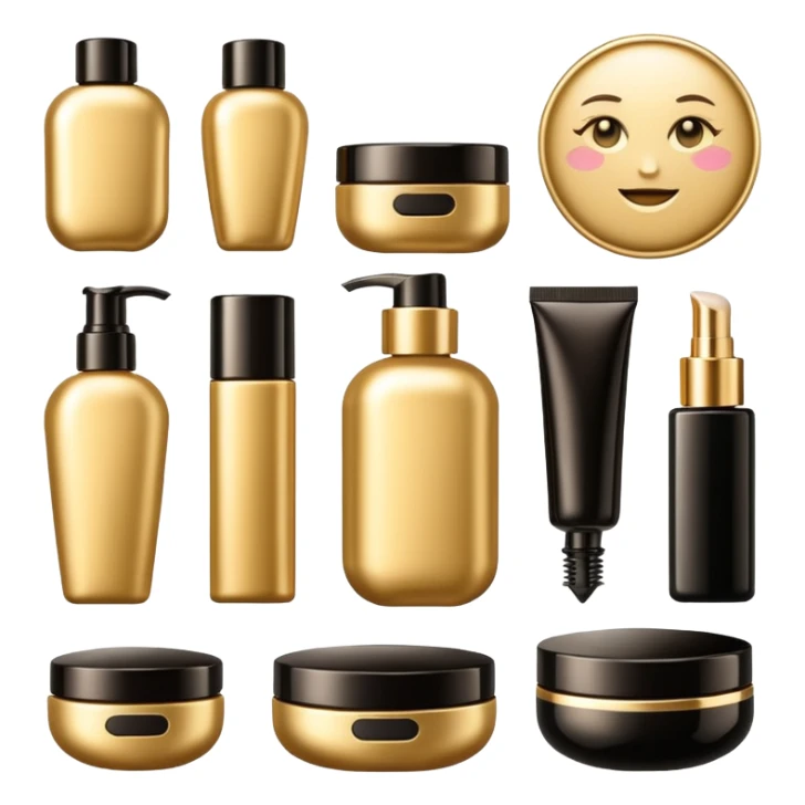 emoji of luxury brand labeled beauty products sticker