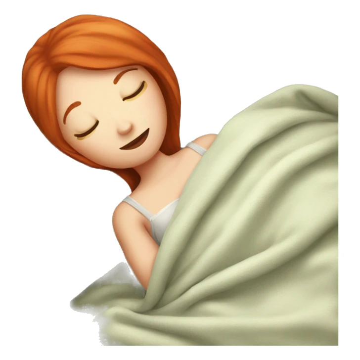 pretty redhead girl sleeping with a pillow and blanket sticker