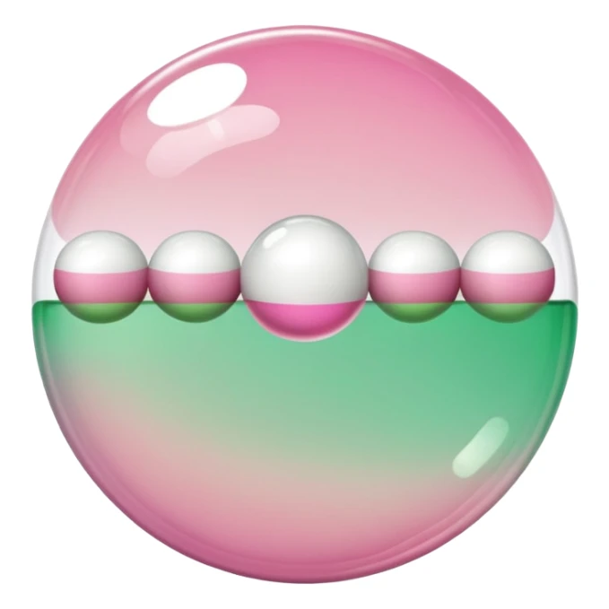 Aesthetic Bubble Tee with a pink-to-white and white-to-green match gradient, brown balls and a brown tube sticker