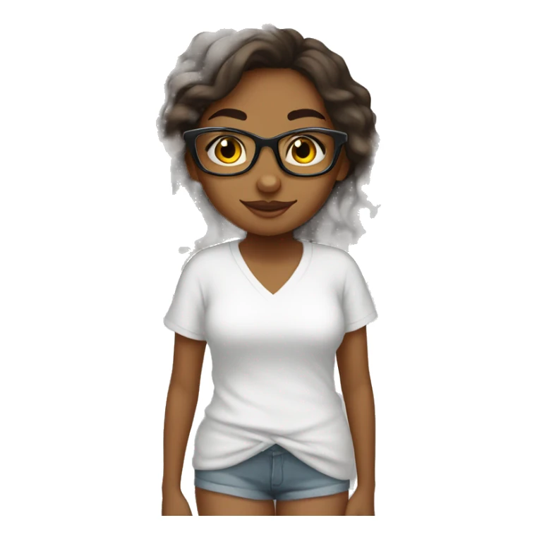 brown girl whit glasses after shower sticker