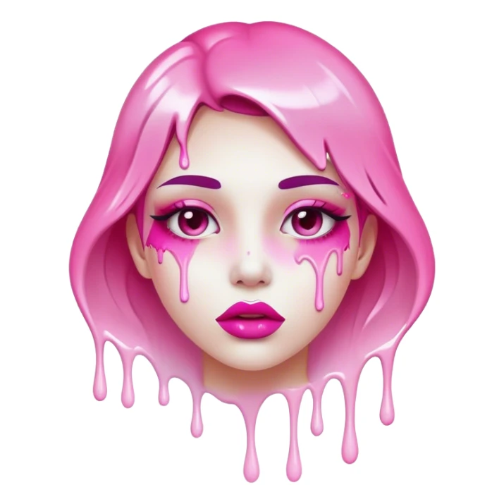 Only pink ombre glossy lips with white paint dripping off sticker