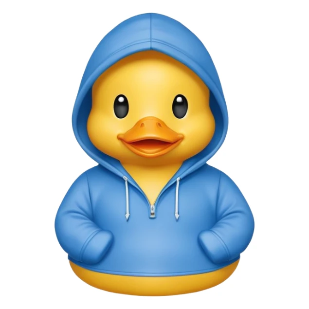 Yellow rubber duck wearing a blue hoodie sticker