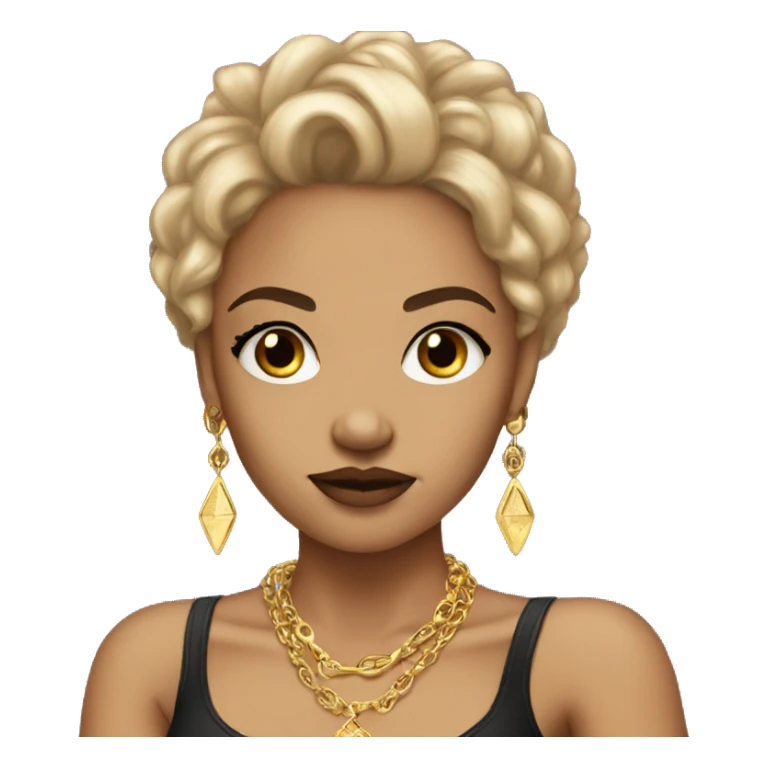 Light skinned baddie girl with gold jewellery  sticker