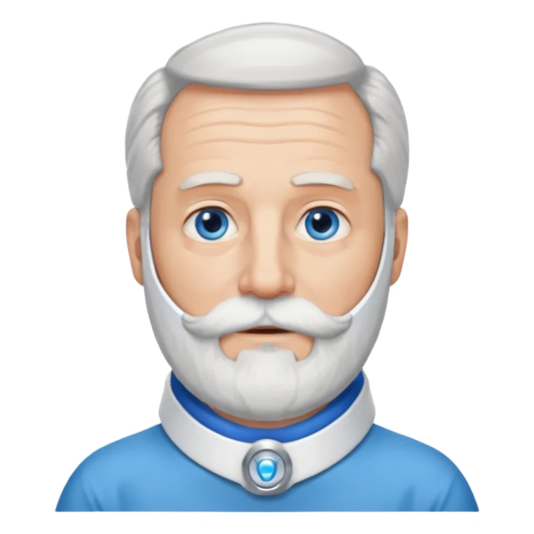 Older man with a long beard, a neck brace, and blue eyes. sticker