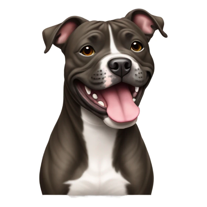 happy brindle Staffordshire with no white sticker