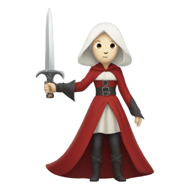 A pale witch who is wearing red and is holding a sword  sticker