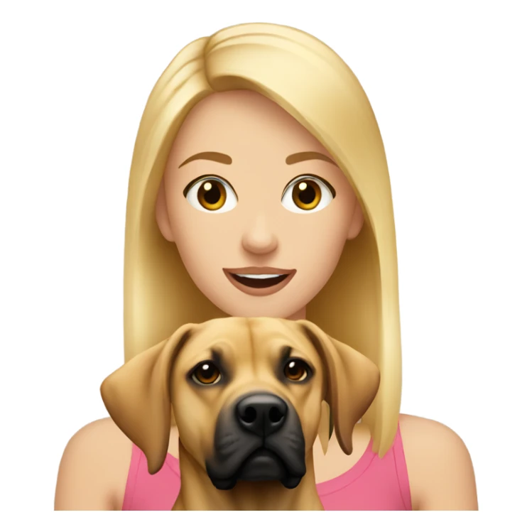 Blonde girl holding a black mouth cur sticker