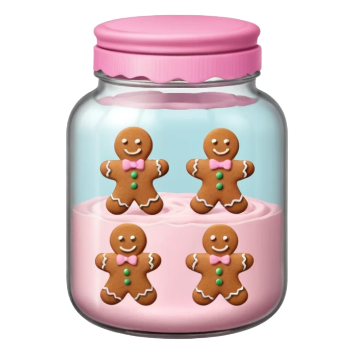 christmas gingerbreads pastel pink in jar with pink lid sticker
