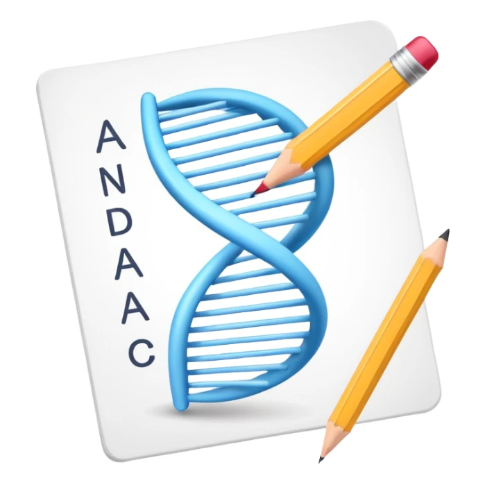 exam paper with a DNA symbol and pencil sticker