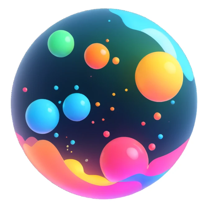 Floating multicolor orb with a soft glow — a little futuristic, particles. sticker