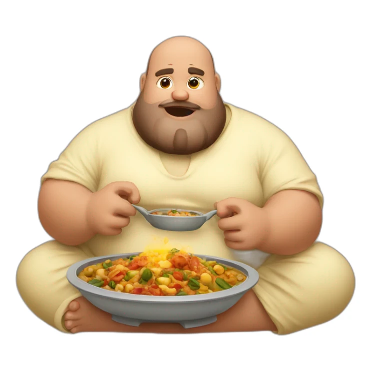 Big fat guy eating a tajine with his hands sticker