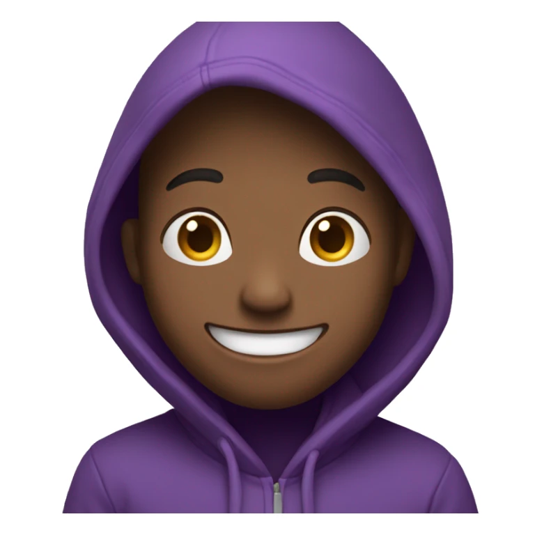 Laughing person wearing a purple hoodie sticker