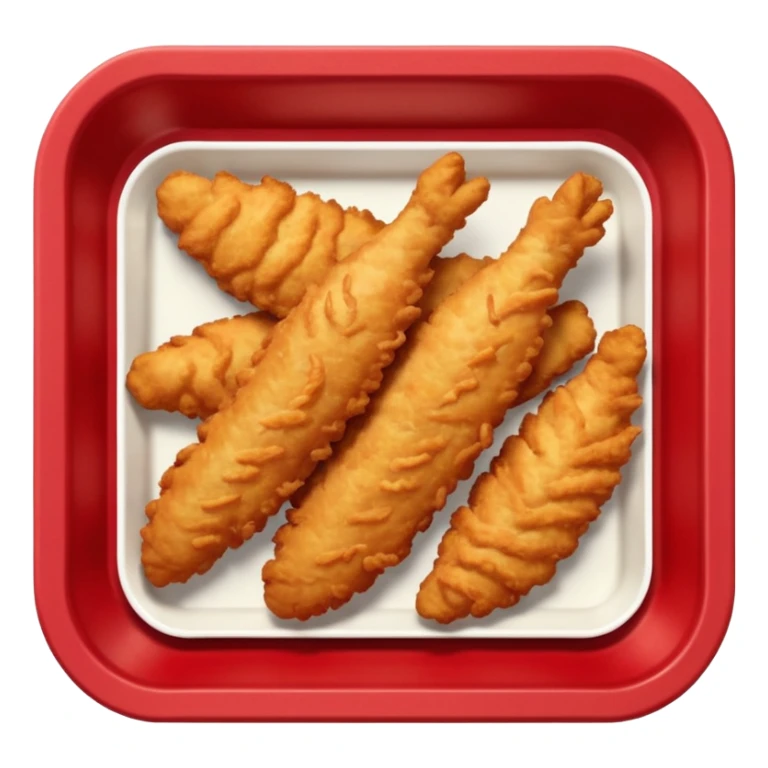 breaded chicken tenders in a red paper food tray  sticker
