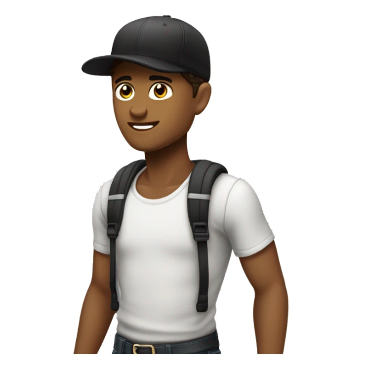 Garçon blanc aux cheveux longs brun avec une casquette noire  sticker