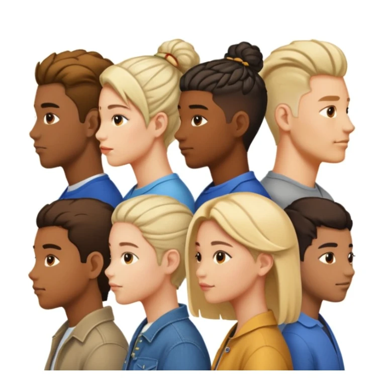 A line of people in profile, one behind the other sticker