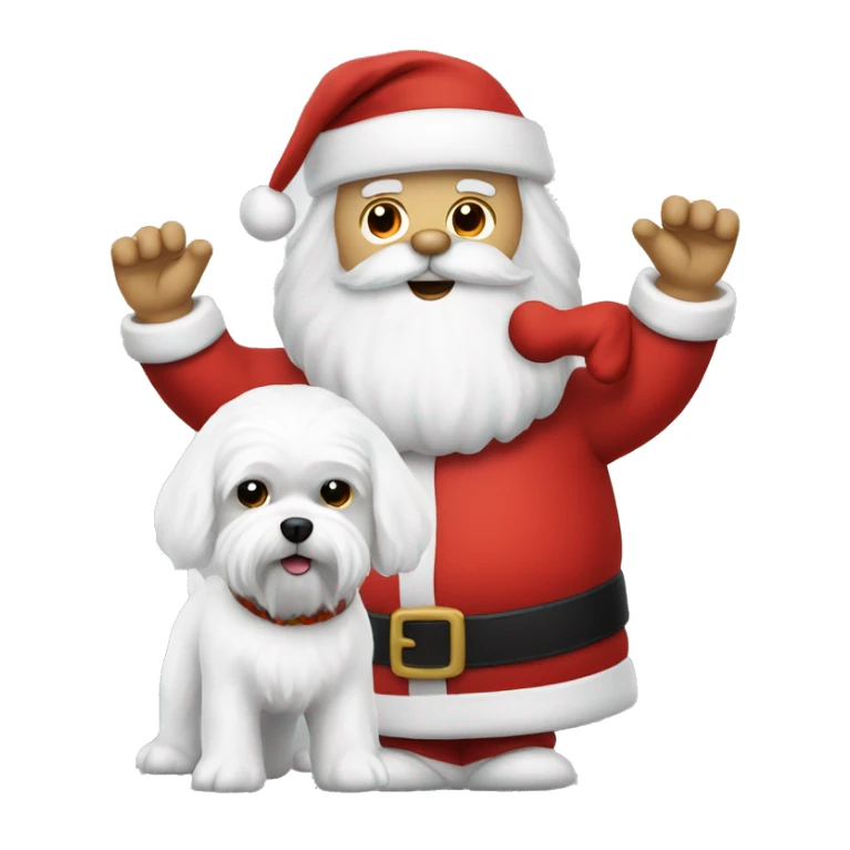  white maltese dog and Santa Claus  sticker